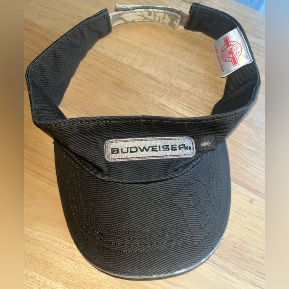 Embroidered Budweiser Sun Visor Hat Brown One Size Adjustable Strap Lightweight